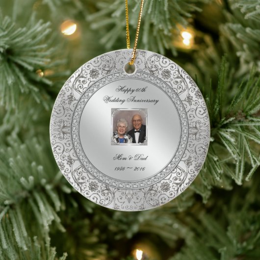 Elegant 60th Wedding Jubileum Foto Ornament (Boom)