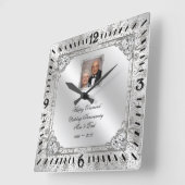 Elegant 60th Wedding Jubileum Fotoklok Vierkante Klok (Hoek)