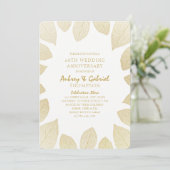 Elegant 60th Wedding Jubileum Golden Leaves Kaart (Staand voorkant)