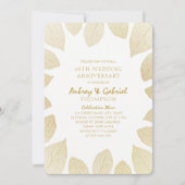 Elegant 60th Wedding Jubileum Golden Leaves Kaart (Voorkant)
