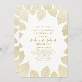 Elegant 60th Wedding Jubileum Golden Leaves Kaart