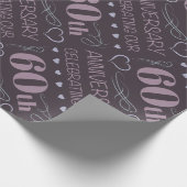 Elegant 60th Wedding Jubileum Paars Cadeaupapier (Hoek)