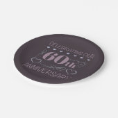 Elegant 60th Wedding Jubileum Paars Papieren Bordje (Gekanteld)