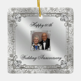 Elegant 60th Wedding Jubileum Square Ornament