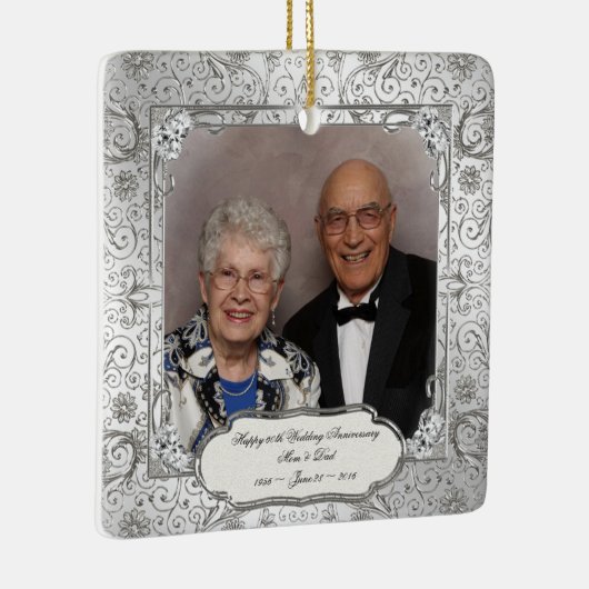 Elegant 60th Wedding Jubileum Square Ornament (Rechts)