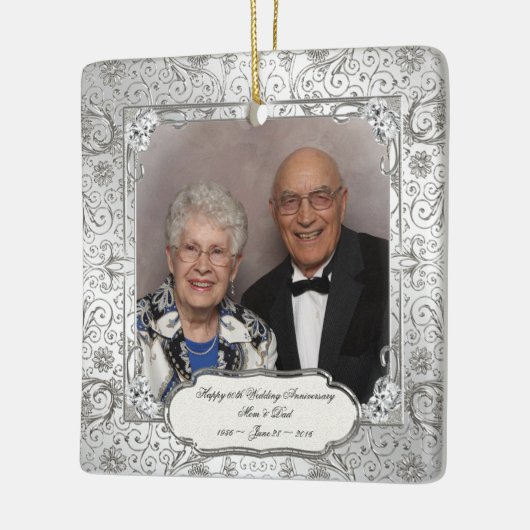 Elegant 60th Wedding Jubileum Square Ornament (Links)