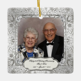 Elegant 60th Wedding Jubileum Square Ornament