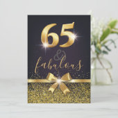 Elegant 65 & Fabulous Gold Glitter 65th Birthday Kaart (Staand voorkant)
