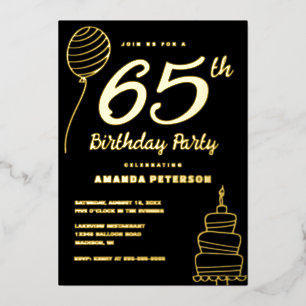 Elegant 65ste verjaardagsfeest Echt Goud Folie Uitnodiging
