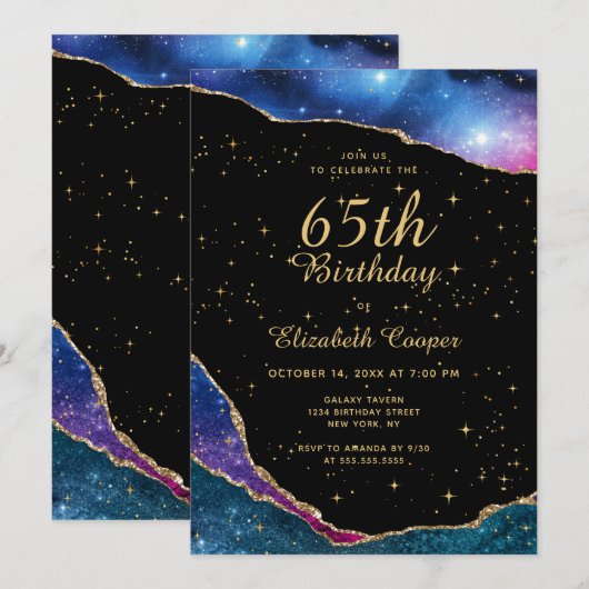 Elegant 65ste verjaardagsfeest kaart (Voorkant / Achterkant)