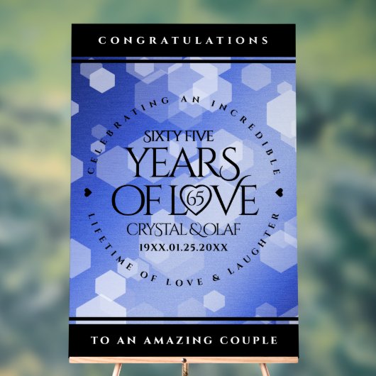 Elegant 65th Blue Sapphire Wedding Jubileum Acryl Bord (Neutraal)