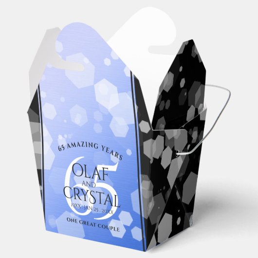 Elegant 65th Blue Sapphire Wedding Jubileum Bedankdoosjes (Geopend)