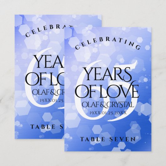 Elegant 65th Blue Sapphire Wedding Jubileum Bedankkaart (Voorkant / Achterkant)