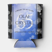 Elegant 65th Blue Sapphire Wedding Jubileum Blikjeskoeler (Voorkant)