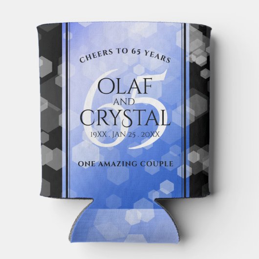 Elegant 65th Blue Sapphire Wedding Jubileum Blikjeskoeler (Achterkant)