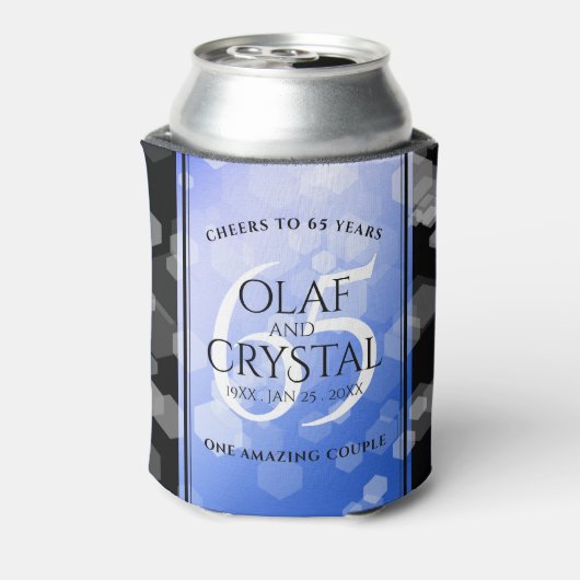 Elegant 65th Blue Sapphire Wedding Jubileum Blikjeskoeler (Blikje Achterkant)