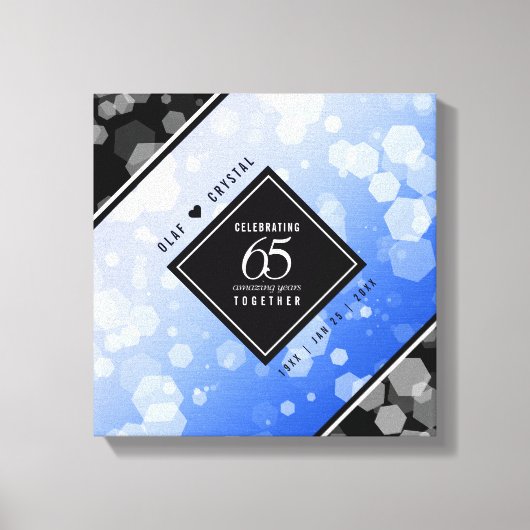 Elegant 65th Blue Sapphire Wedding Jubileum Canvas Afdruk (Voorkant)