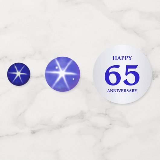 Elegant 65th Blue Sapphire Wedding Jubileum Confetti (Achterkanten)