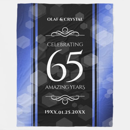 Elegant 65th Blue Sapphire Wedding Jubileum Fleece Deken (Voorkant)
