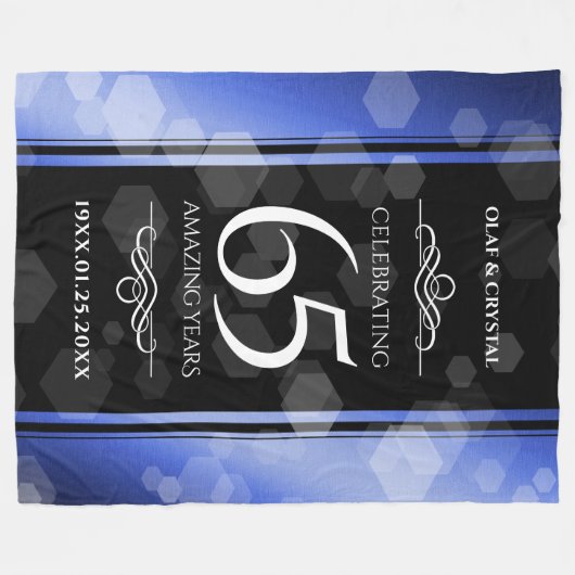 Elegant 65th Blue Sapphire Wedding Jubileum Fleece Deken (Voorkant (Horizontaal))