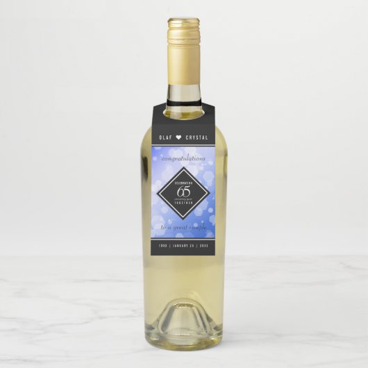 Elegant 65th Blue Sapphire Wedding Jubileum Flessenhanger (Op fles)