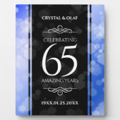 Elegant 65th Blue Sapphire Wedding Jubileum Fotoplaat (Voorkant)