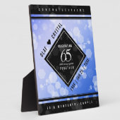 Elegant 65th Blue Sapphire Wedding Jubileum Fotoplaat (Zijkant)