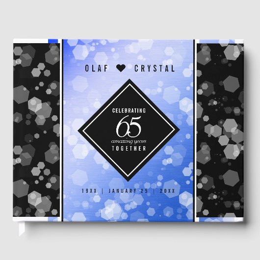 Elegant 65th Blue Sapphire Wedding Jubileum Gastenboek (Voorkant)