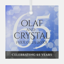 Elegant 65th Blue Sapphire Wedding Jubileum Glas Ornament