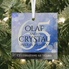 Elegant 65th Blue Sapphire Wedding Jubileum Glas Ornament