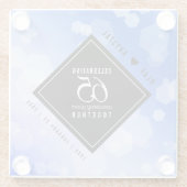 Elegant 65th Blue Sapphire Wedding Jubileum Glazen Onderzetter (Achterkant)