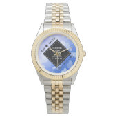 Elegant 65th Blue Sapphire Wedding Jubileum Horloge (Voorkant)