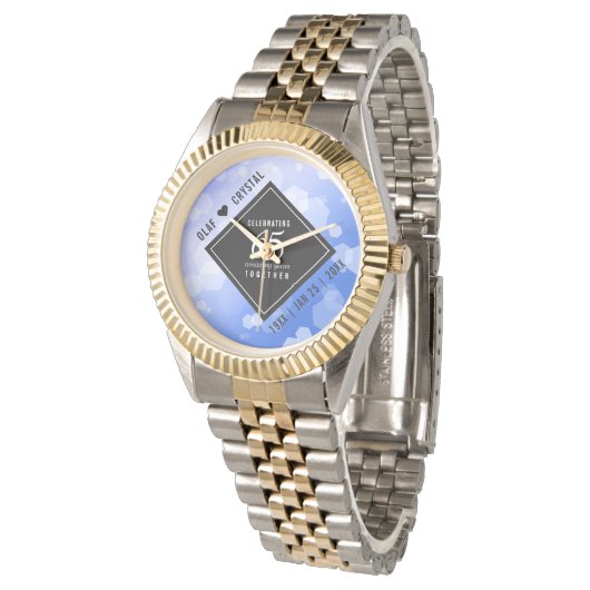 Elegant 65th Blue Sapphire Wedding Jubileum Horloge (Gekanteld)