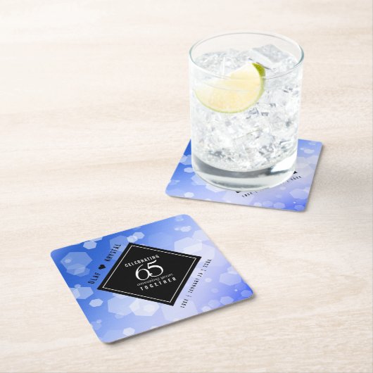 Elegant 65th Blue Sapphire Wedding Jubileum Kartonnen Onderzetters (Insitu)