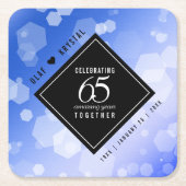 Elegant 65th Blue Sapphire Wedding Jubileum Kartonnen Onderzetters (Voorkant)