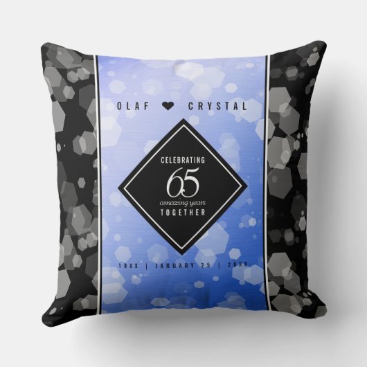 Elegant 65th Blue Sapphire Wedding Jubileum Kussen (Achterkant)