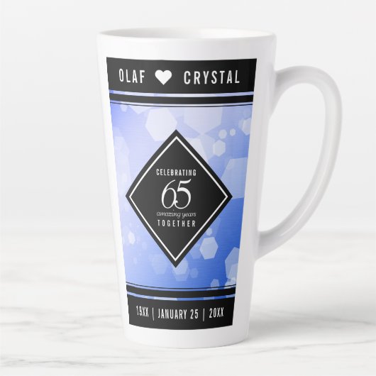 Elegant 65th Blue Sapphire Wedding Jubileum Latte Mok (Rechts)