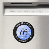 Elegant 65th Blue Sapphire Wedding Jubileum Magneet (Insitu (Vaatwasser))