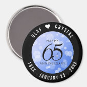 Elegant 65th Blue Sapphire Wedding Jubileum Magneet (Voorkant / Achterkant)