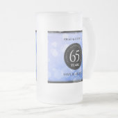 Elegant 65th Blue Sapphire Wedding Jubileum Matglas Bierpul (Voorkant rechts)