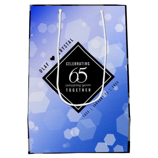 Elegant 65th Blue Sapphire Wedding Jubileum Medium Cadeauzakje (Achterkant)
