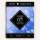 Elegant 65th Blue Sapphire Wedding Jubileum Notitieboek (Voorkant)