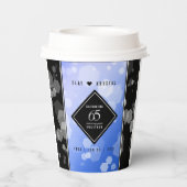 Elegant 65th Blue Sapphire Wedding Jubileum Papieren Bekers (Achterkant)