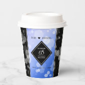Elegant 65th Blue Sapphire Wedding Jubileum Papieren Bekers (Voorkant)