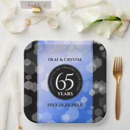 Elegant 65th Blue Sapphire Wedding Jubileum Papieren Bordje