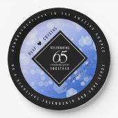 Elegant 65th Blue Sapphire Wedding Jubileum Papieren Bordje (Voorkant)