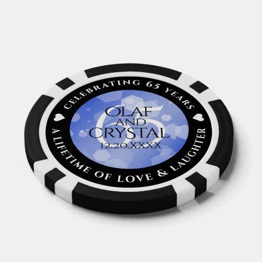 Elegant 65th Blue Sapphire Wedding Jubileum Poker Chips (Enkel)