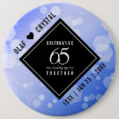 Elegant 65th Blue Sapphire Wedding Jubileum Ronde Button 6,0 Cm (Voorkant)