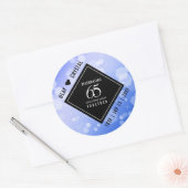 Elegant 65th Blue Sapphire Wedding Jubileum Ronde Sticker (Envelop)