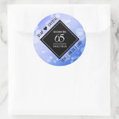 Elegant 65th Blue Sapphire Wedding Jubileum Ronde Sticker (Tas)